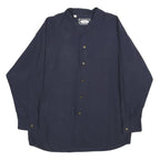 AMB Mens Navy Plain Shirt XL Button Closure Soft Viscose Blend