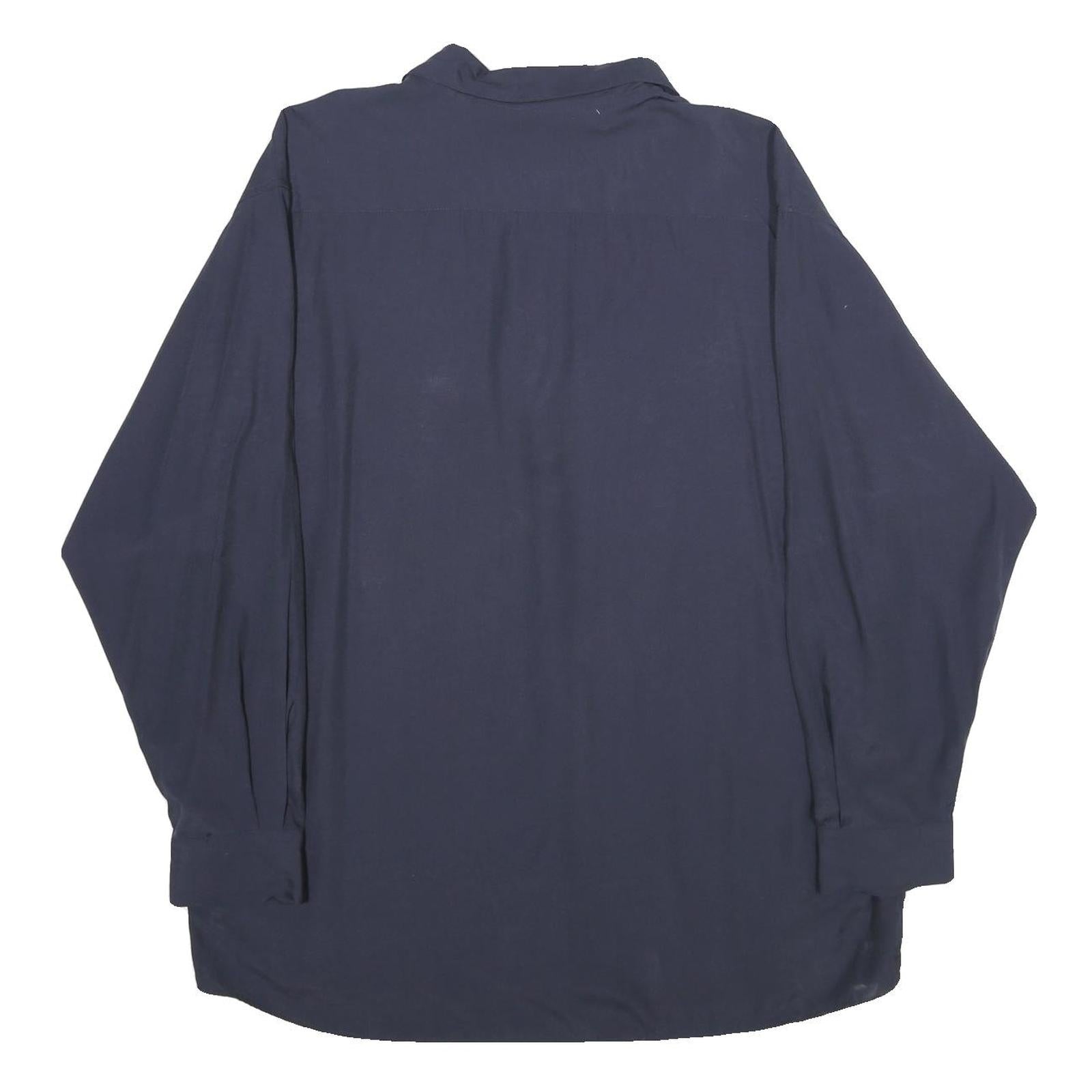 AMB Mens Navy Plain Shirt XL Button Closure Soft Viscose Blend