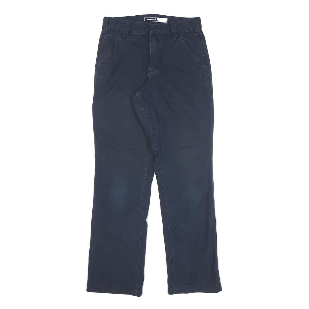 CARHARTT Mens Cotton Blend Navy Relaxed Leg Trousers W28 L30 Workwear Zip