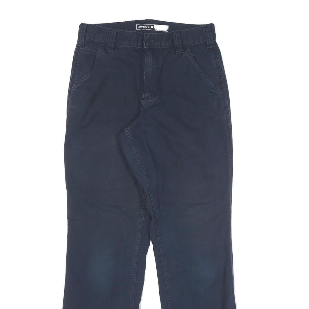 CARHARTT Mens Cotton Blend Navy Relaxed Leg Trousers W28 L30 Workwear Zip