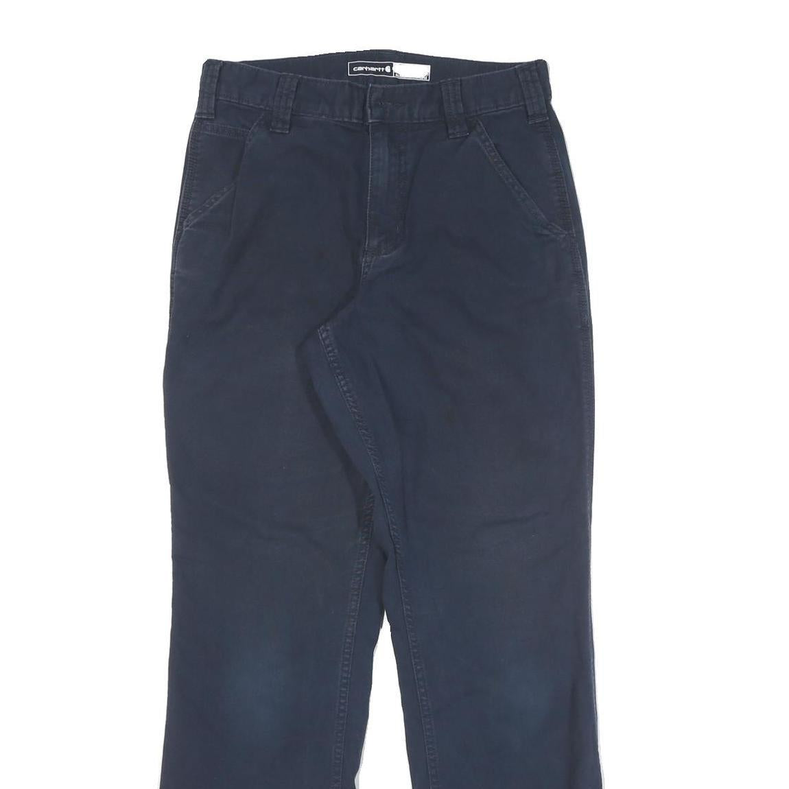 CARHARTT Mens Cotton Blend Navy Relaxed Leg Trousers W28 L30 Workwear Zip