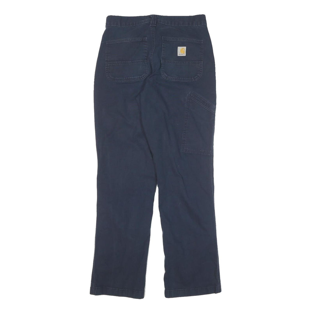 CARHARTT Mens Cotton Blend Navy Relaxed Leg Trousers W28 L30 Workwear Zip