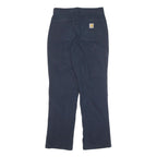 CARHARTT Mens Cotton Blend Navy Relaxed Leg Trousers W28 L30 Workwear Zip