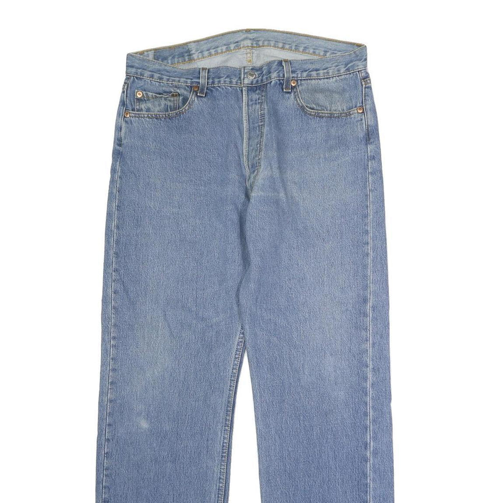 LEVI'S 501 Mens Jeans Blue Regular Straight Denim Medium W36 L32 Classic Button