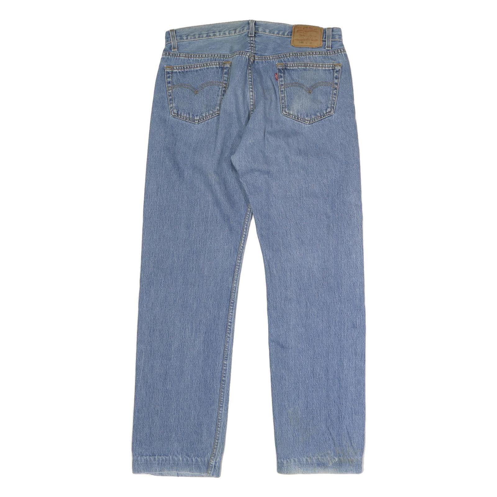 LEVI'S 501 Mens Jeans Blue Regular Straight Denim Medium W36 L32 Classic Button