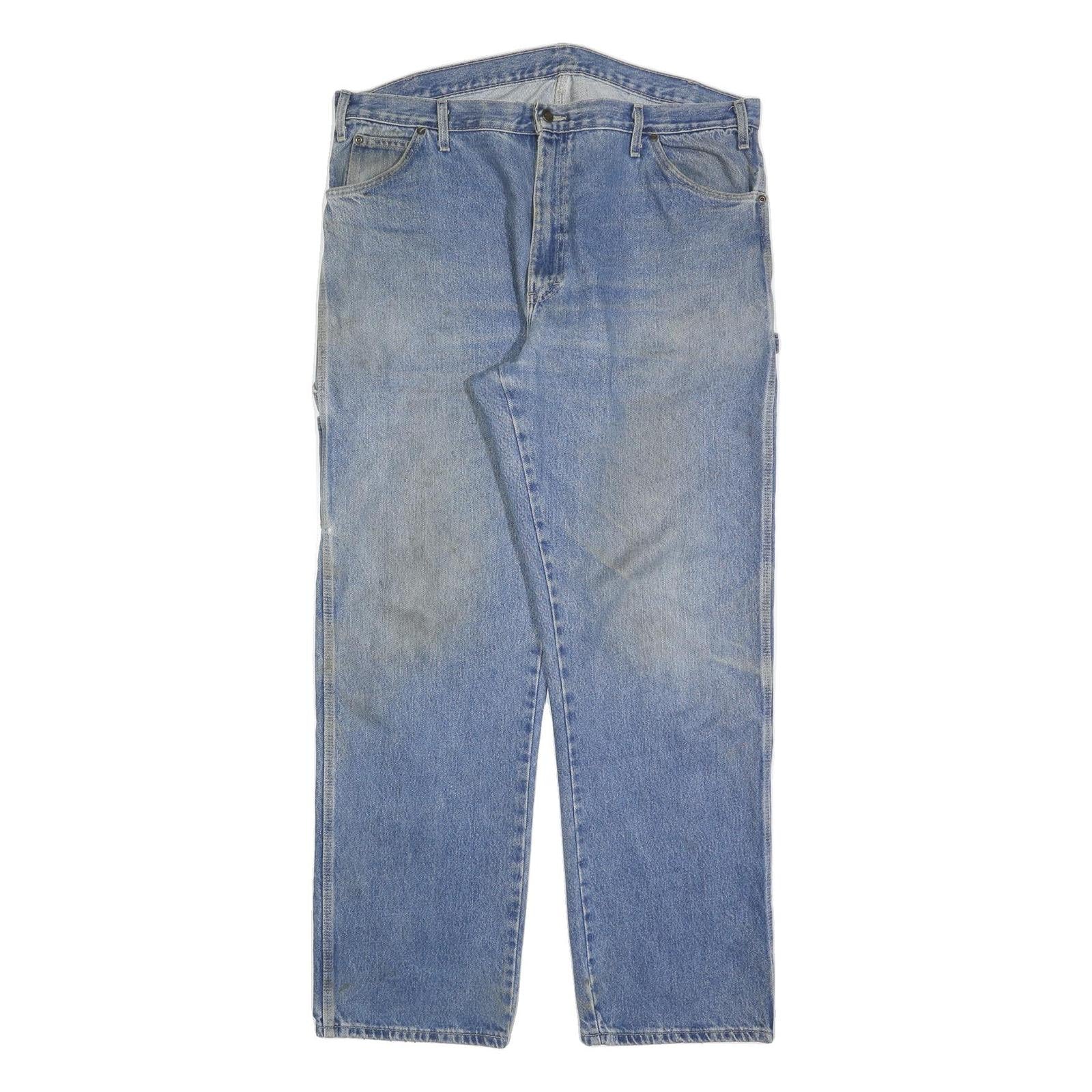 DICKIES Mens Jeans Blue Relaxed Straight Denim Light W40 L34 Workwear Casual