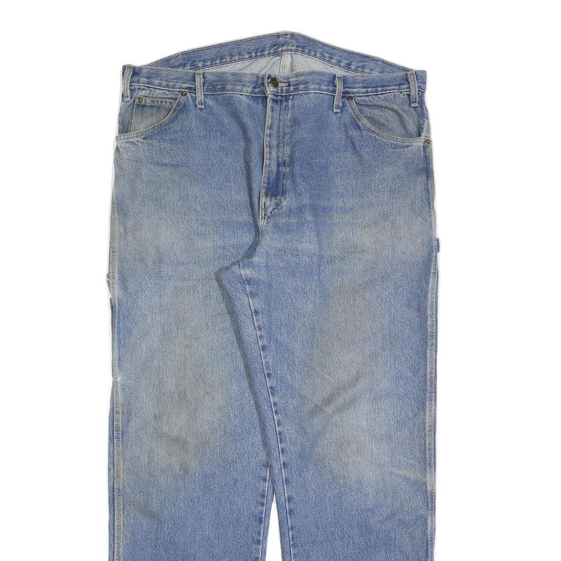 DICKIES Mens Jeans Blue Relaxed Straight Denim Light W40 L34 Workwear Casual