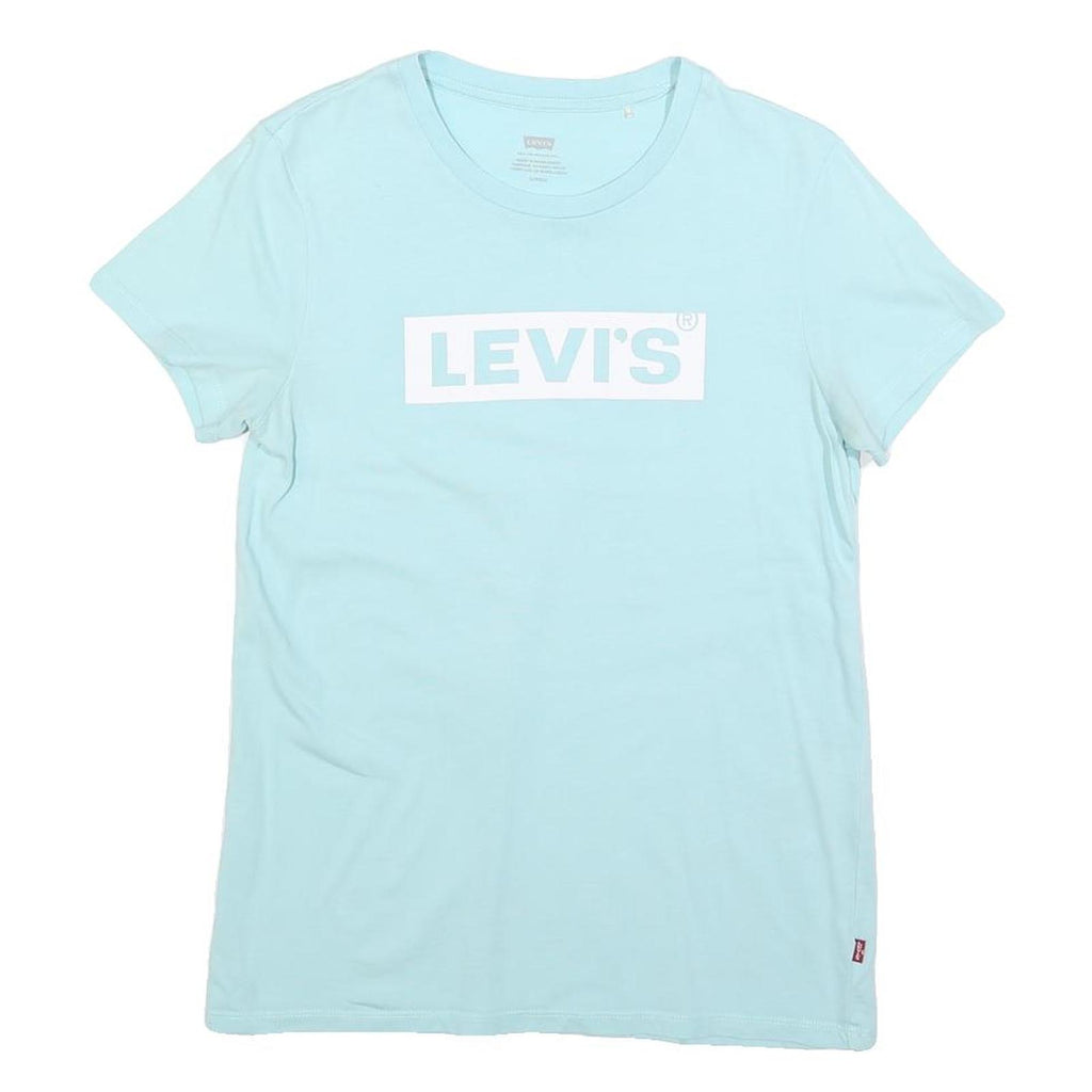 LEVI'S Womens Blue Graphic T-Shirt S Short Sleeve Crew Neck Cotton Blend