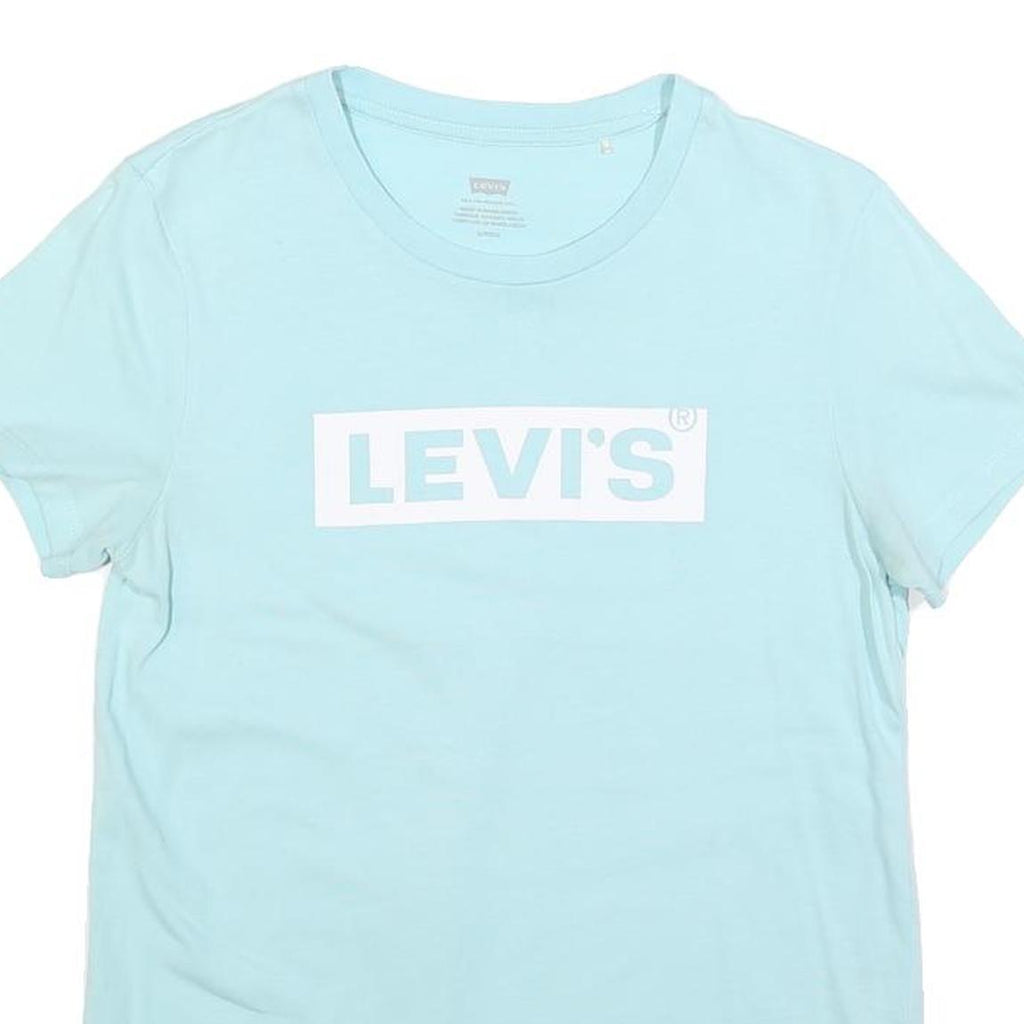 LEVI'S Womens Blue Graphic T-Shirt S Short Sleeve Crew Neck Cotton Blend