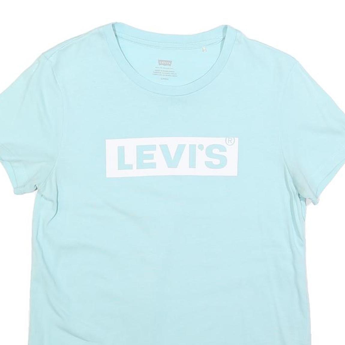 LEVI'S Womens Blue Graphic T-Shirt S Short Sleeve Crew Neck Cotton Blend