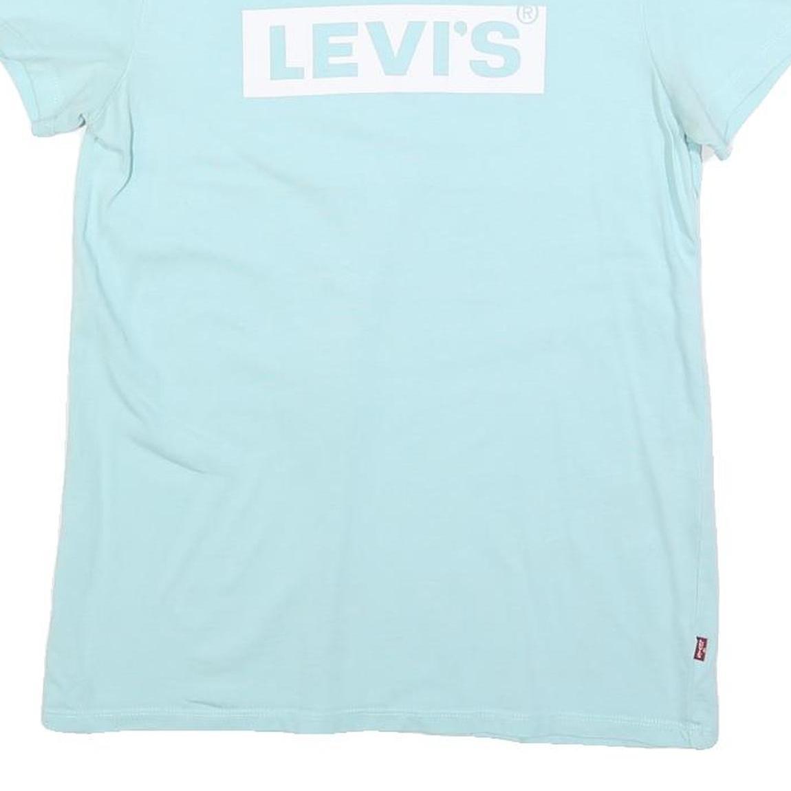 LEVI'S Womens Blue Graphic T-Shirt S Short Sleeve Crew Neck Cotton Blend