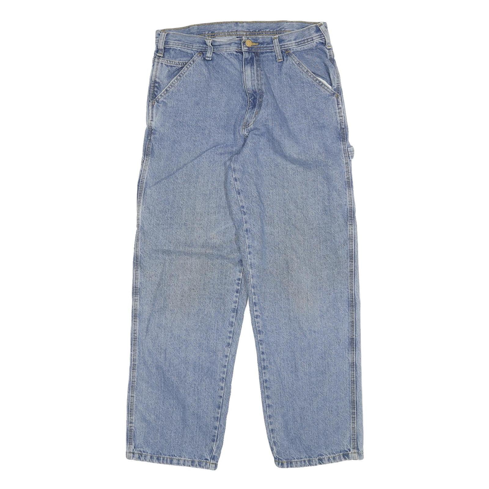 CARHARTT Mens Relaxed Blue Jeans Denim Light W33 L32 Workwear Zip Closure