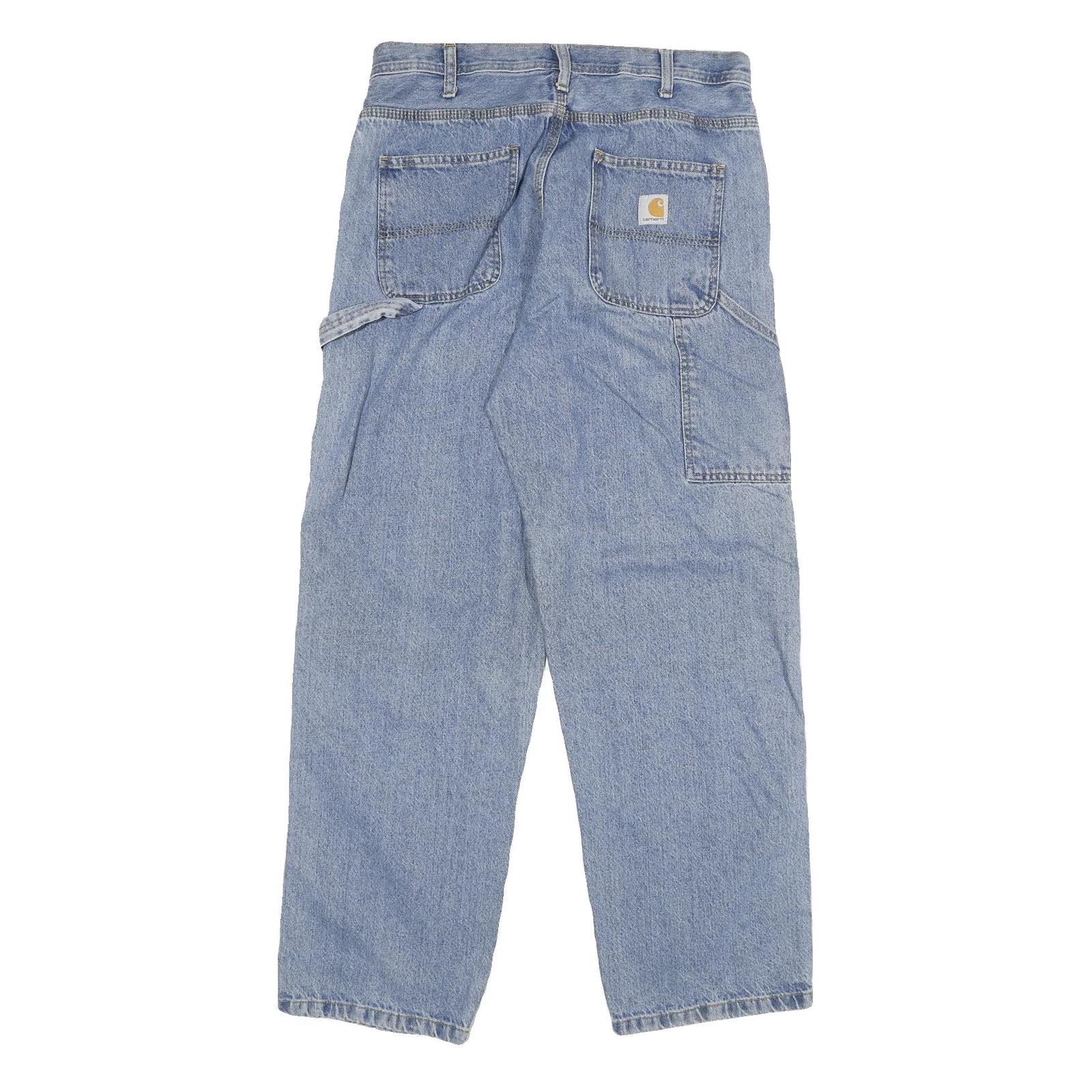 CARHARTT Mens Relaxed Blue Jeans Denim Light W33 L32 Workwear Zip Closure