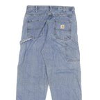 CARHARTT Mens Relaxed Blue Jeans Denim Light W33 L32 Workwear Zip Closure