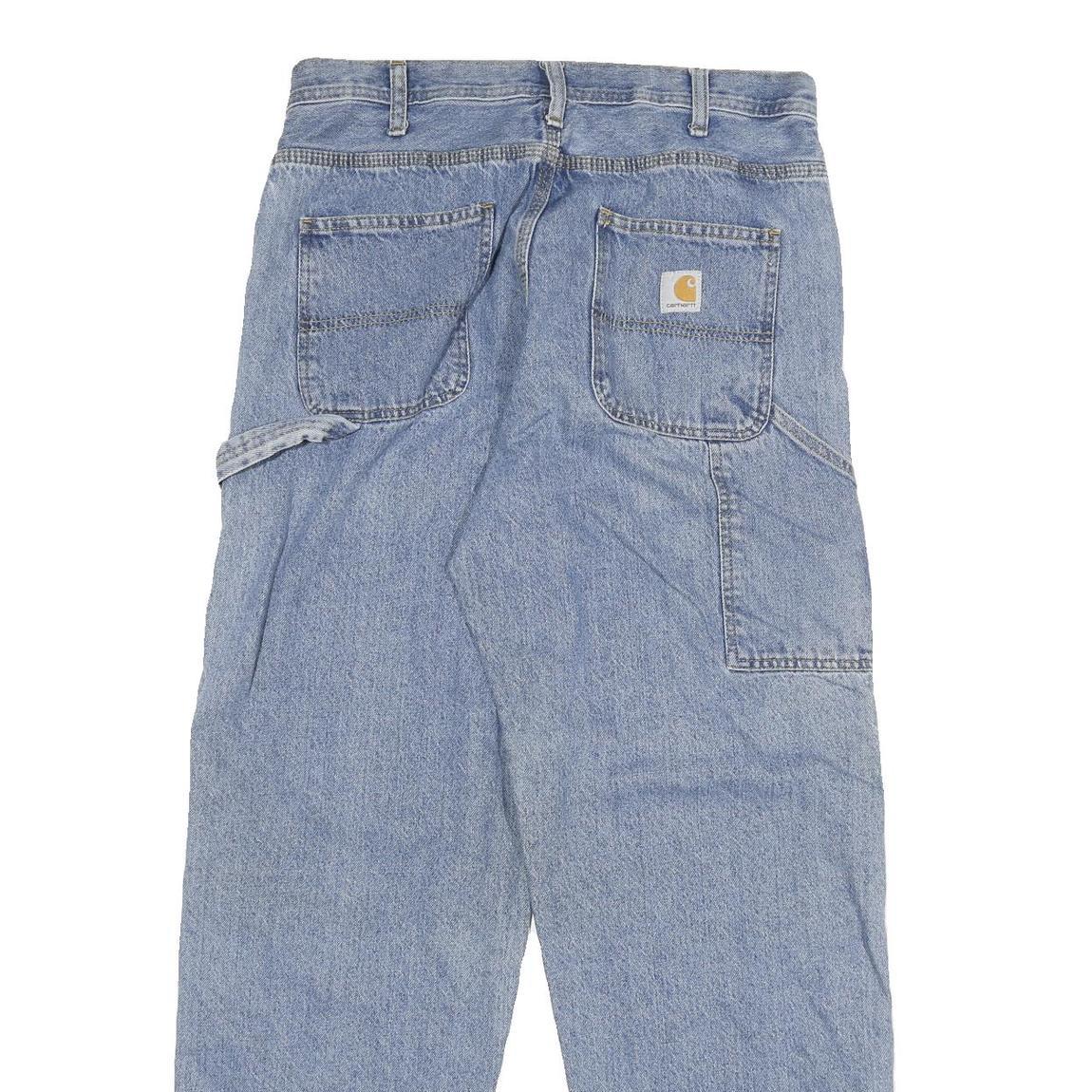 CARHARTT Mens Relaxed Blue Jeans Denim Light W33 L32 Workwear Zip Closure