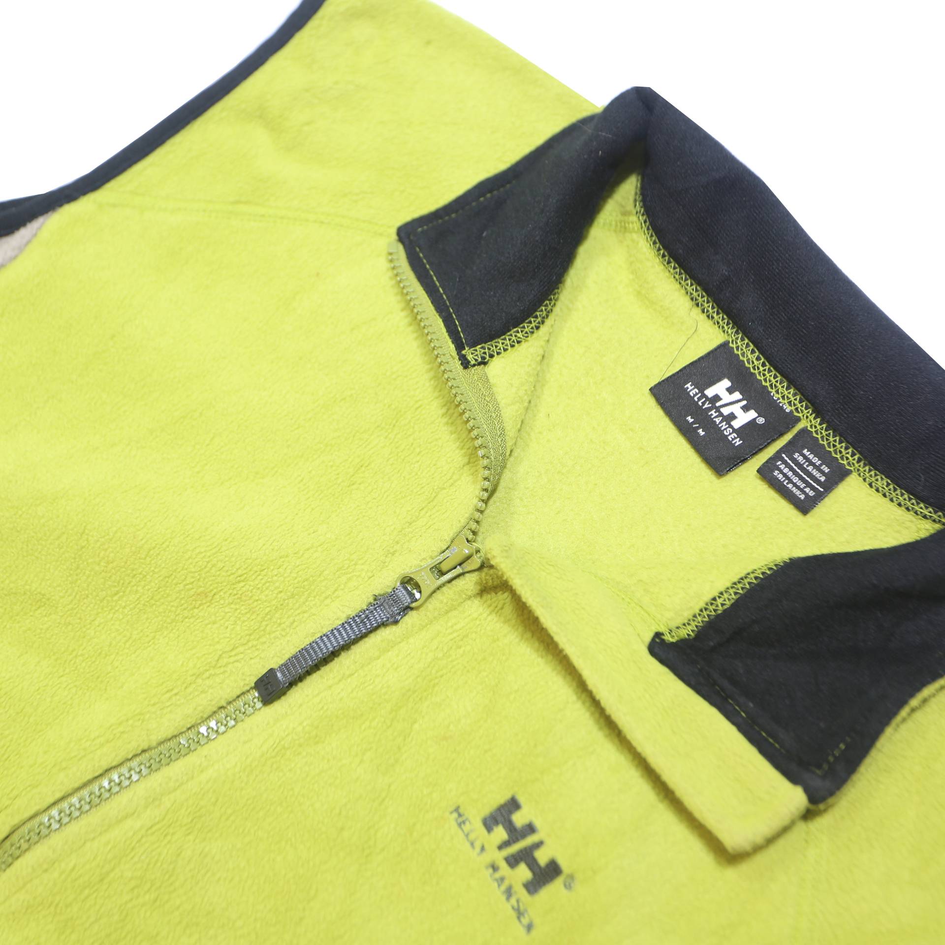 HELLY HANSEN Mens Yellow & Grey Fleece Gilet M Polyester Zip Casual Outerwear