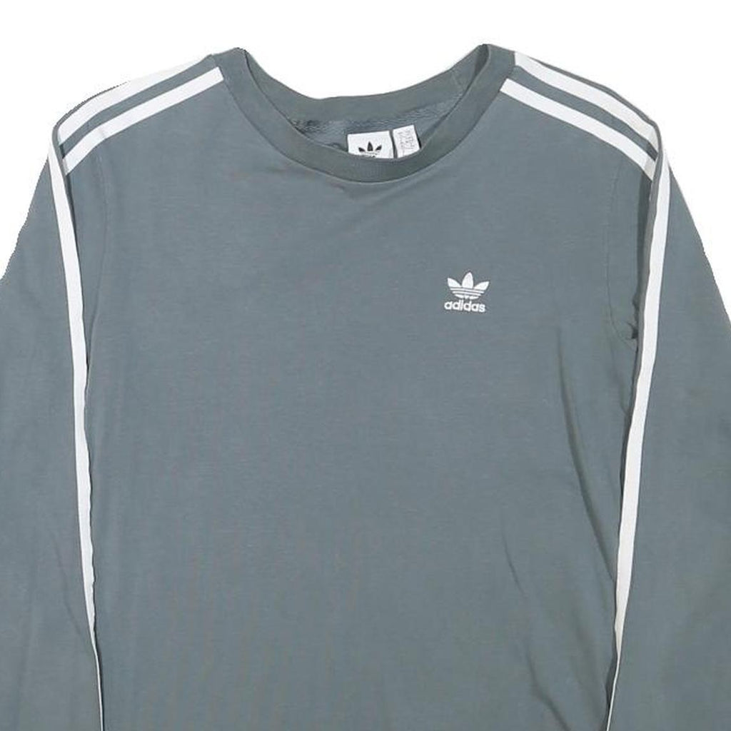 ADIDAS Womens Grey & White Long Sleeve Crew Neck T-Shirt XS Sports Casual