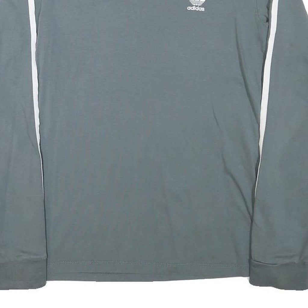 ADIDAS Womens Grey & White Long Sleeve Crew Neck T-Shirt XS Sports Casual