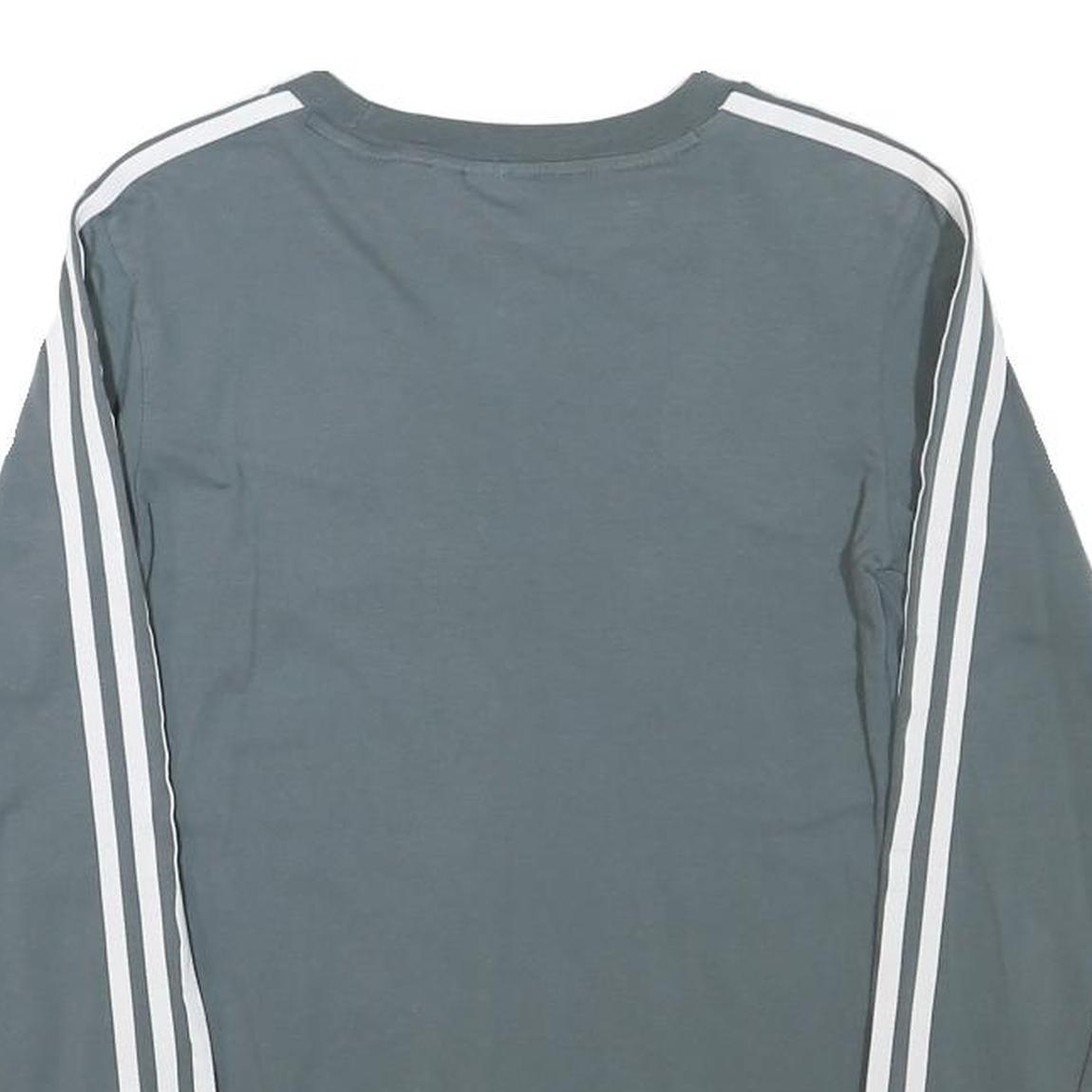 ADIDAS Womens Grey & White Long Sleeve Crew Neck T-Shirt XS Sports Casual