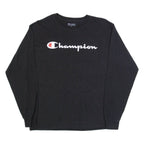 CHAMPION Mens T-Shirt Black Long Sleeve M