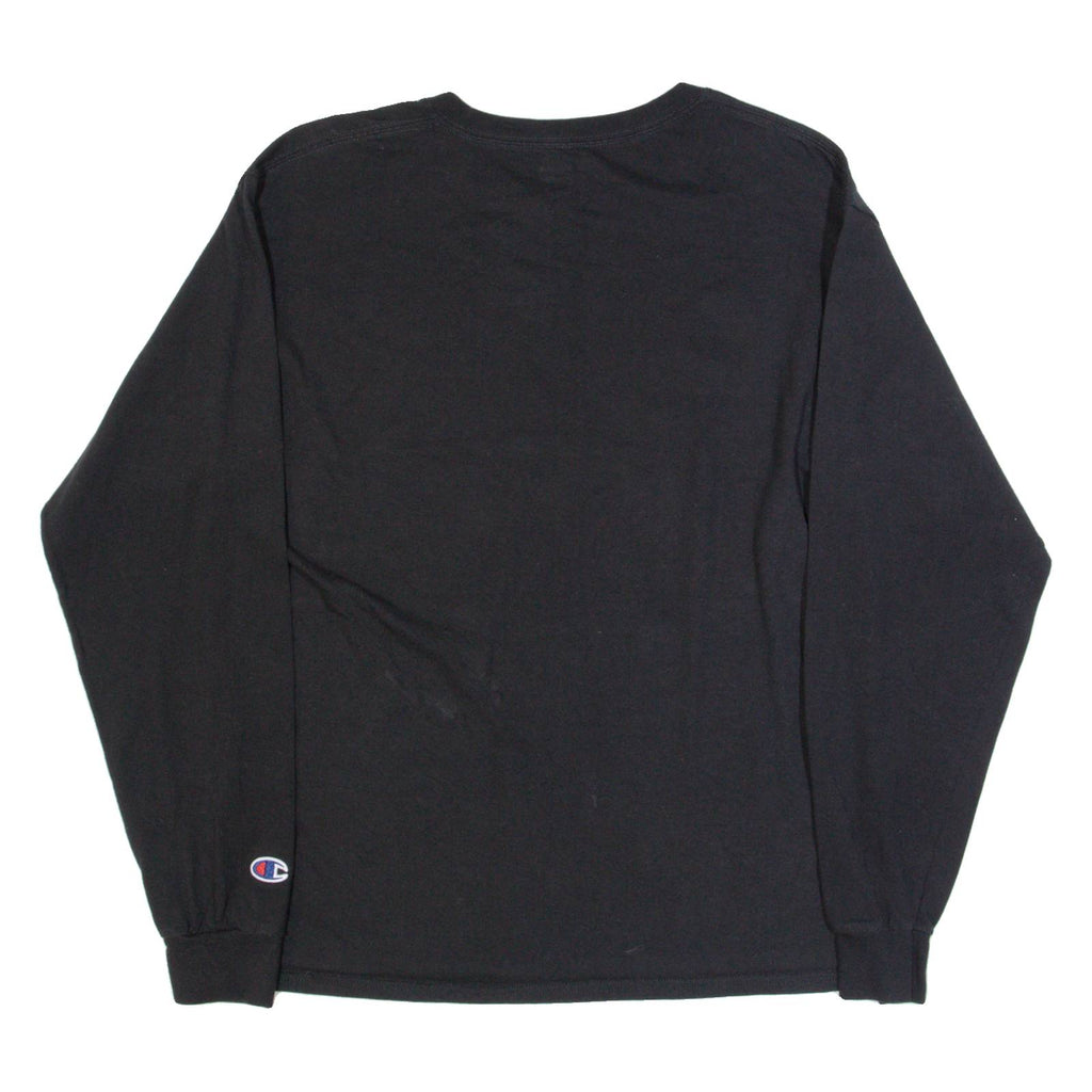 CHAMPION Mens T-Shirt Black Long Sleeve M