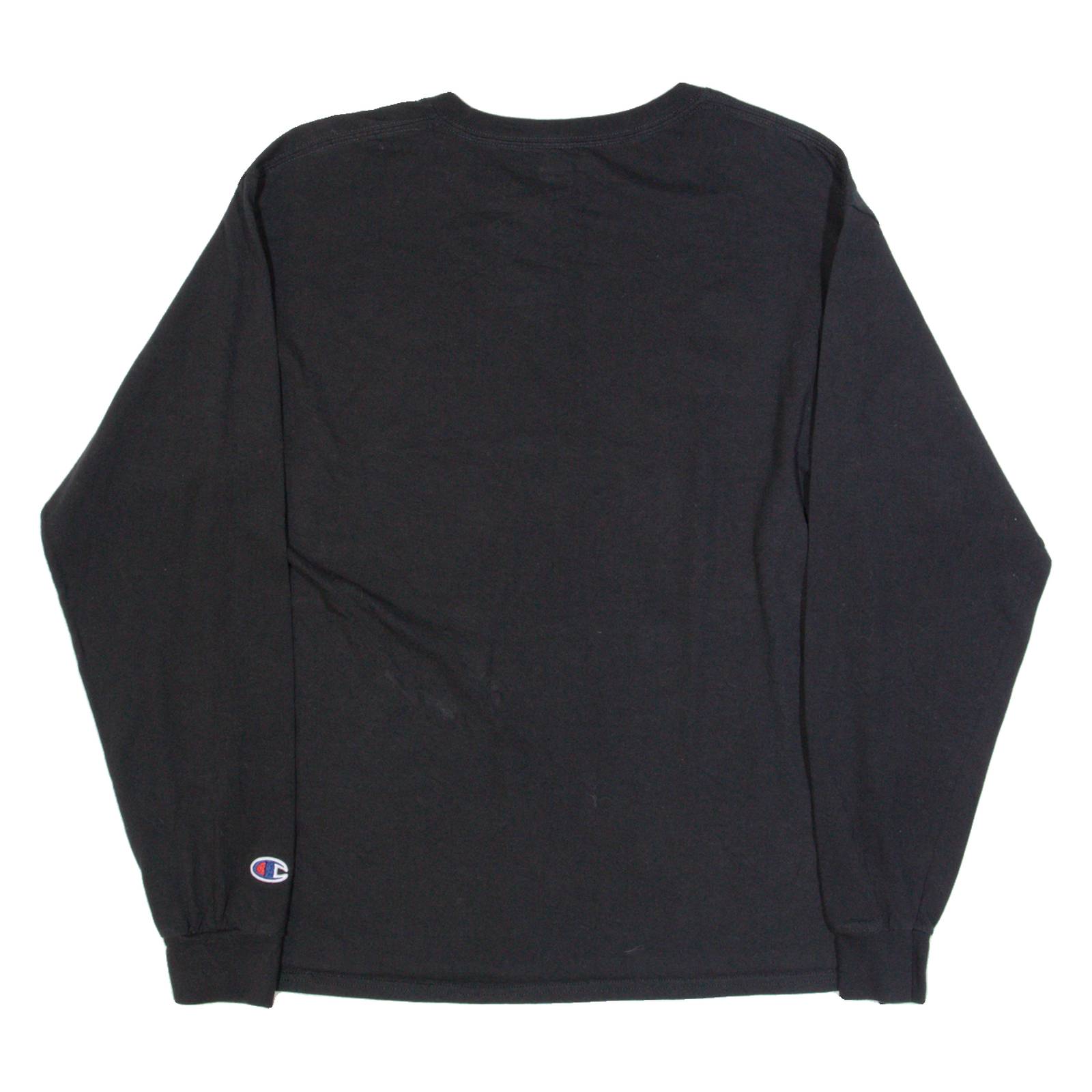 CHAMPION Mens T-Shirt Black Long Sleeve M