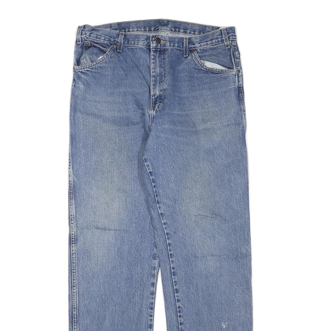 DICKIES Mens Jeans Blue Regular Straight Denim Medium W34 L34 Zip Cotton Blend