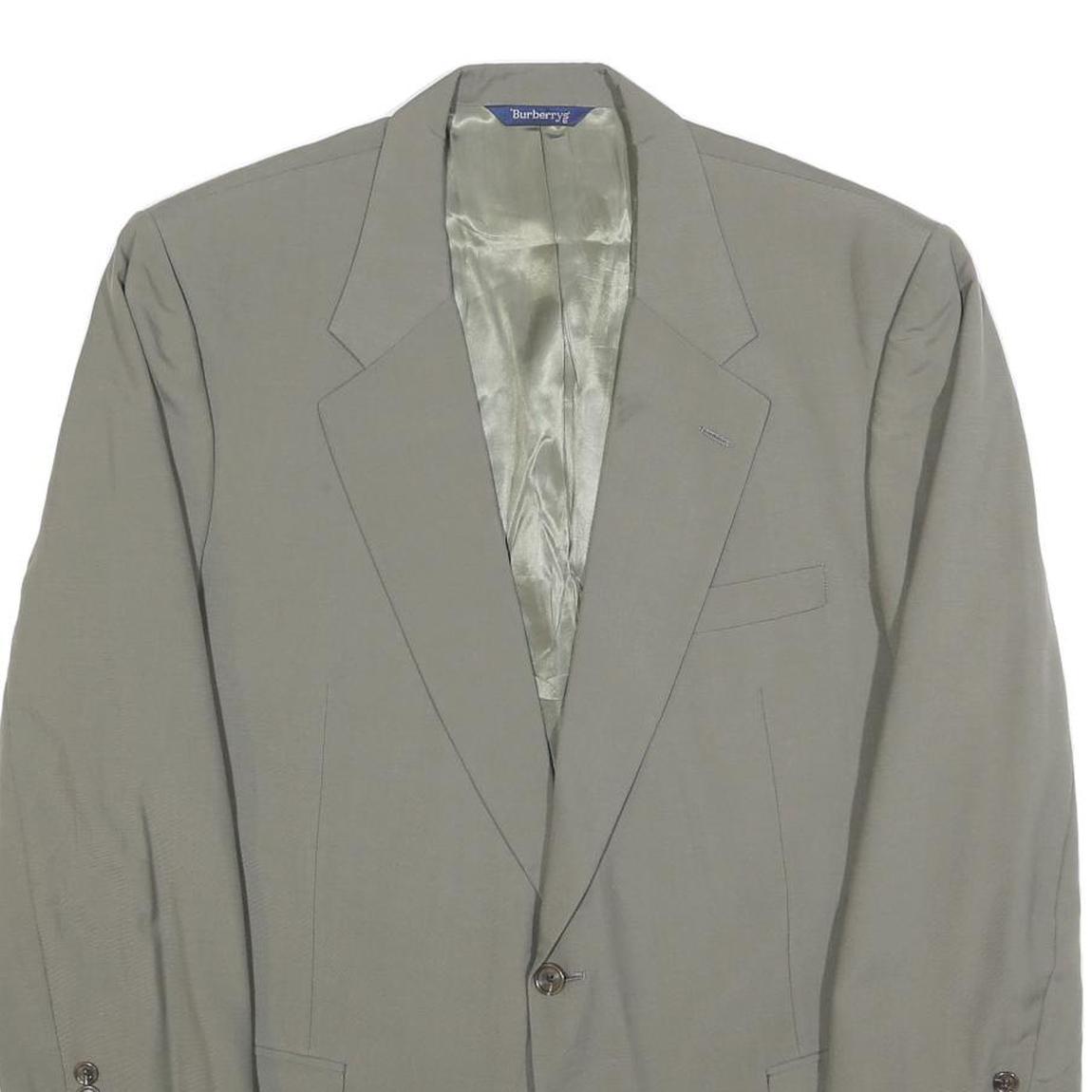 BURBERRY Mens Grey L Jacket Button Classic Tailored Plain Button Closure