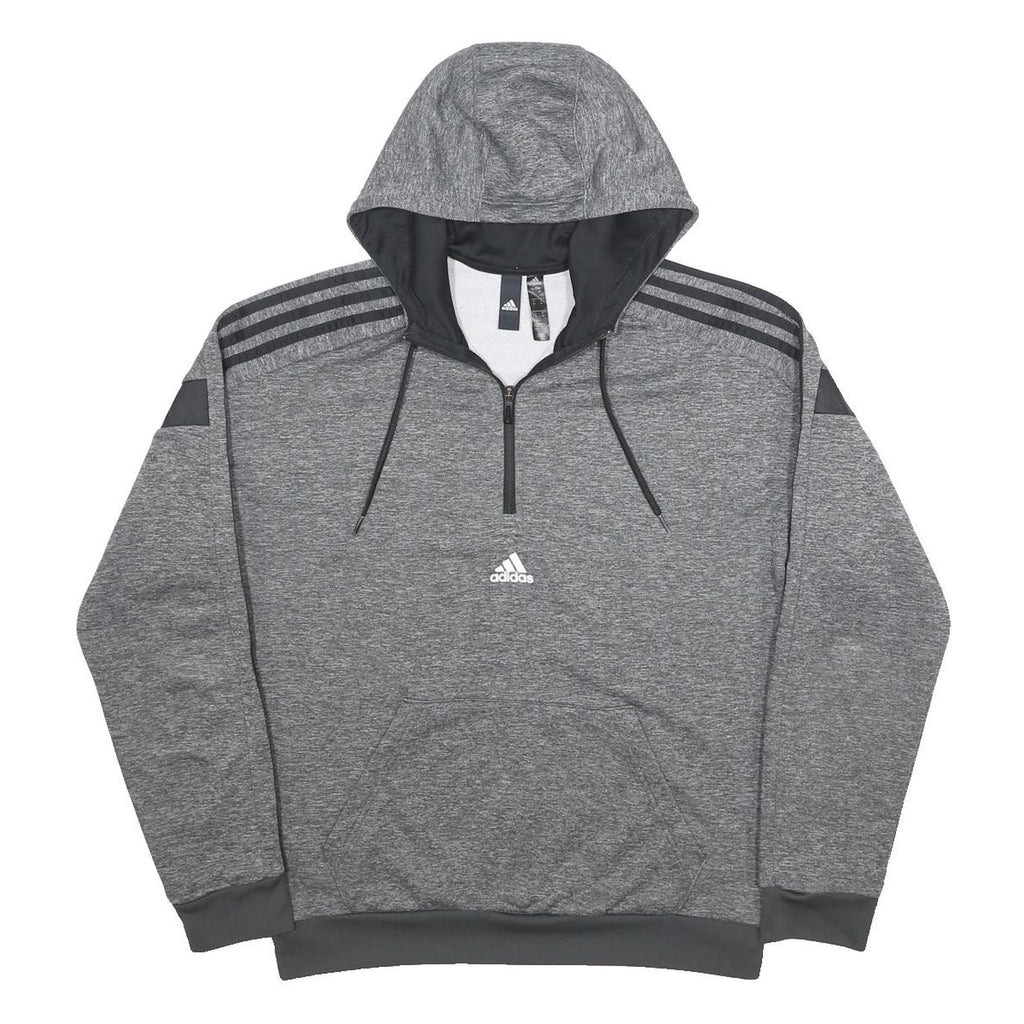 ADIDAS Mens Grey ¼ Zip Hoodie M Sportswear Sweatshirt Gym Casual