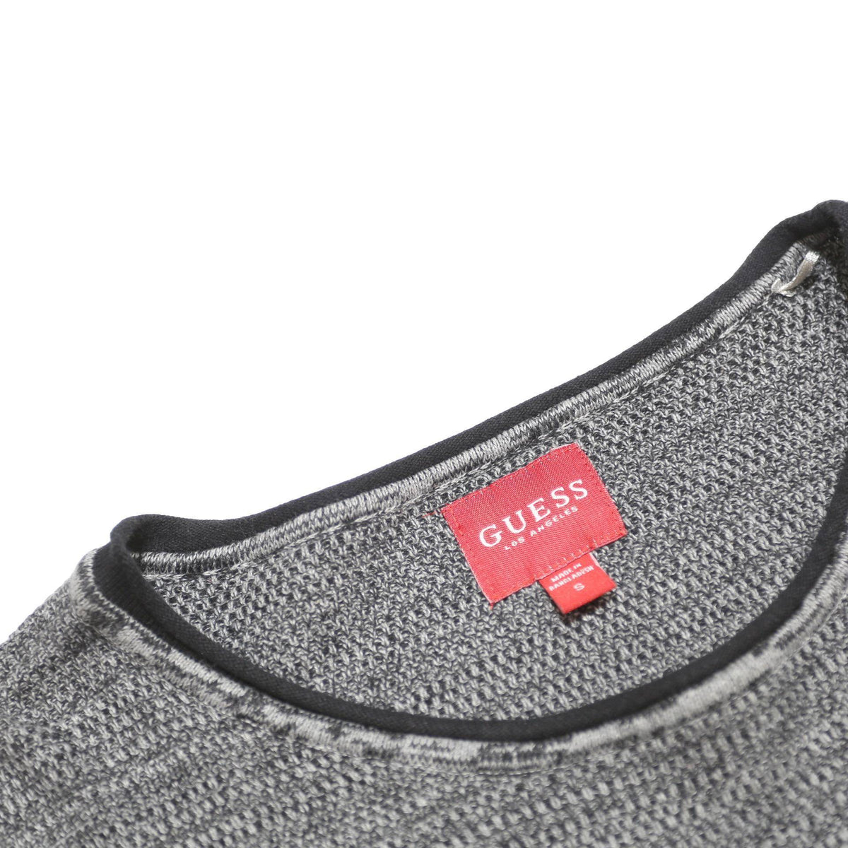 GUESS Mens Grey Plain Cotton Jumper Crew Neck Basic Knit S Stylish Casual