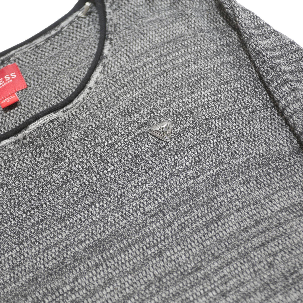 GUESS Mens Grey Plain Cotton Jumper Crew Neck Basic Knit S Stylish Casual