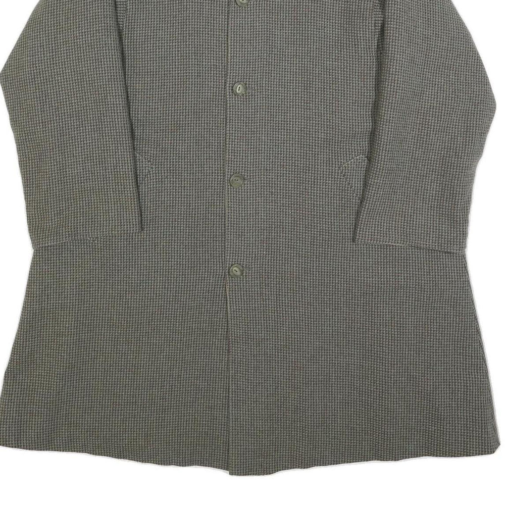 Womens Grey Plain Classic Jacket M Woven Button Closure Long Sleeve