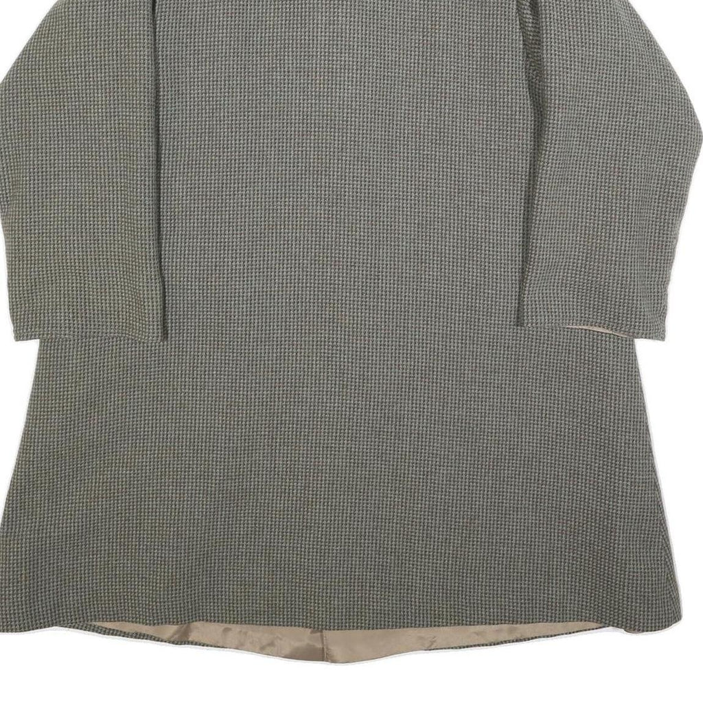 Womens Grey Plain Classic Jacket M Woven Button Closure Long Sleeve