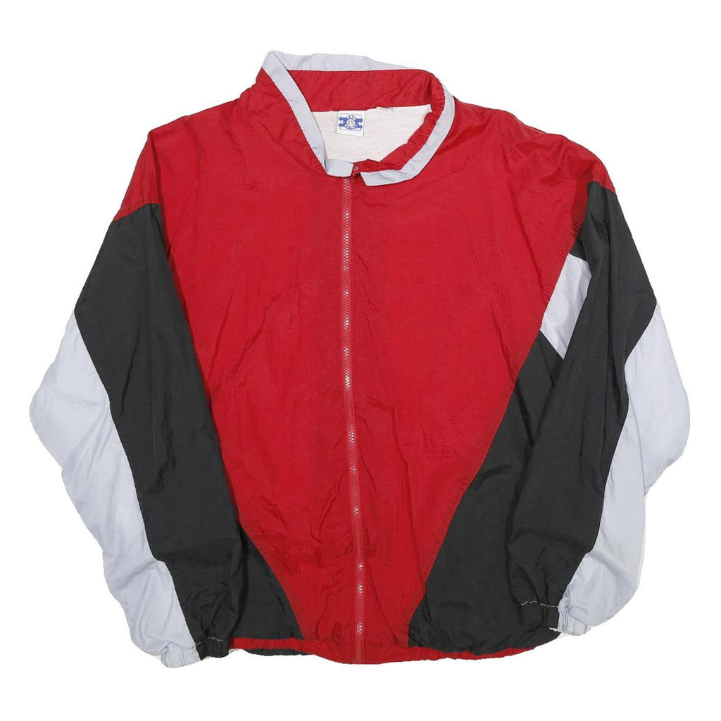 PRO SPORT Mens Red & Black Track Jacket L Polyester Blend Plain Zip Casual