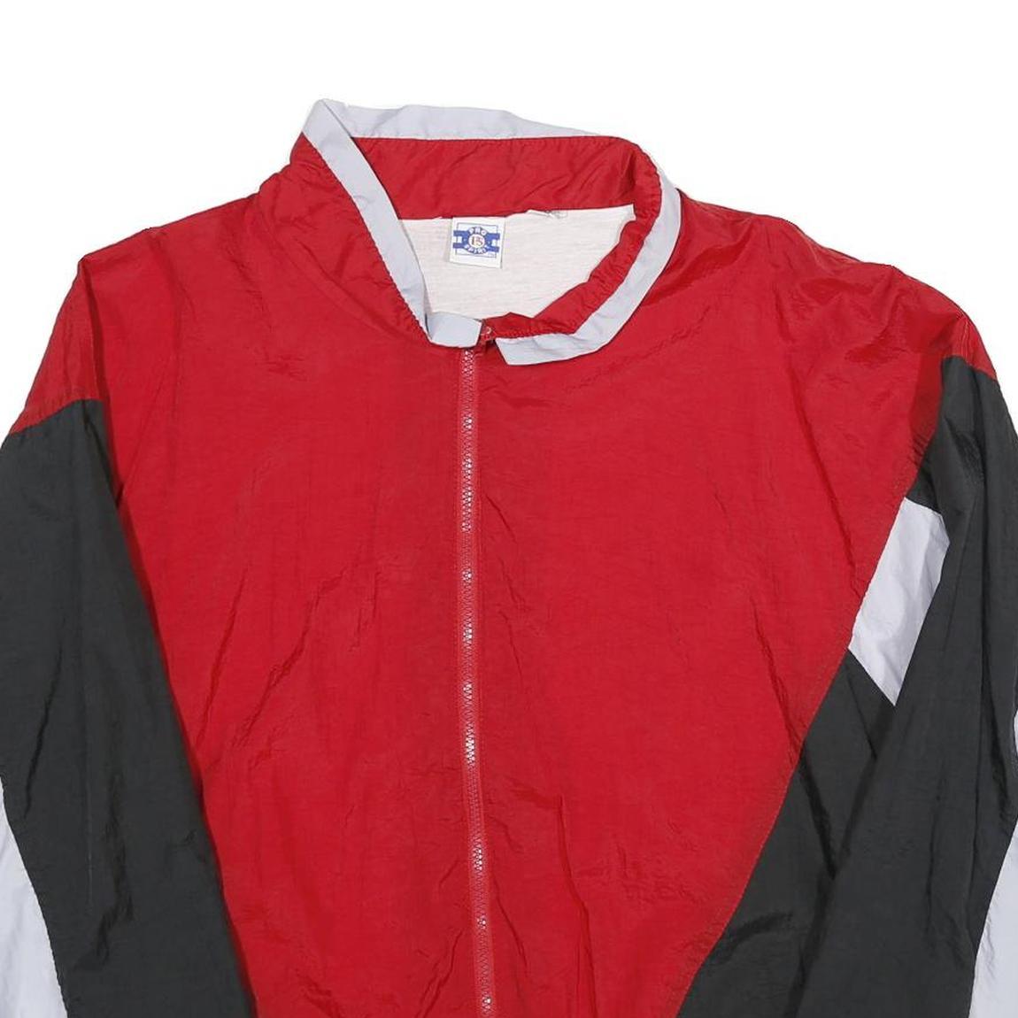 PRO SPORT Mens Red & Black Track Jacket L Polyester Blend Plain Zip Casual