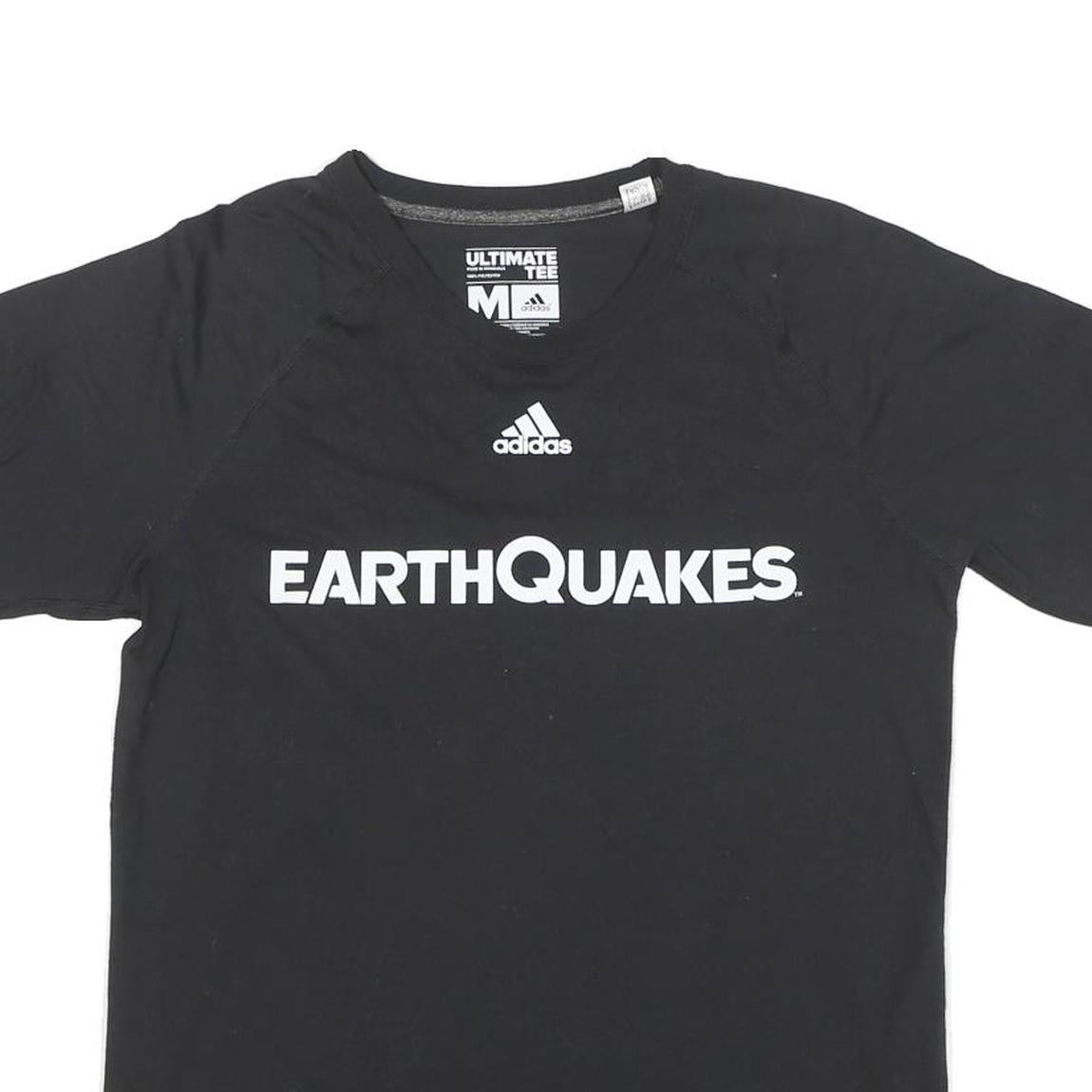 ADIDAS Mens Black Earthquakes Graphic T-Shirt M Short Sleeve Crew Neck
