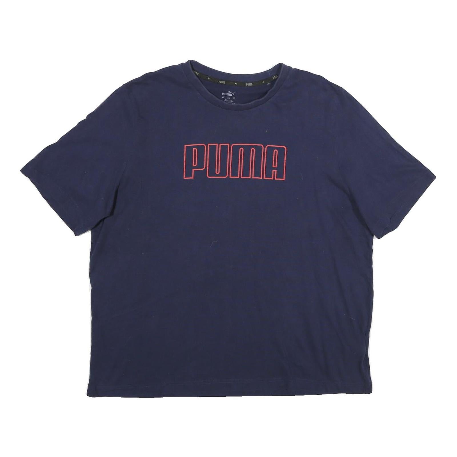 PUMA Mens Navy Blue Cotton Logo Print T-Shirt 2XL Short Sleeve Crew Neck Casual