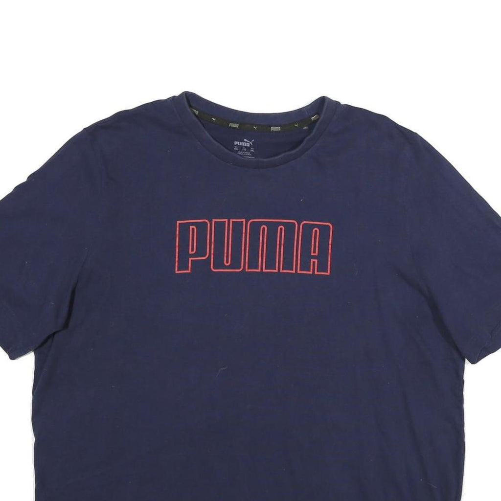 PUMA Mens Navy Blue Cotton Logo Print T-Shirt 2XL Short Sleeve Crew Neck Casual