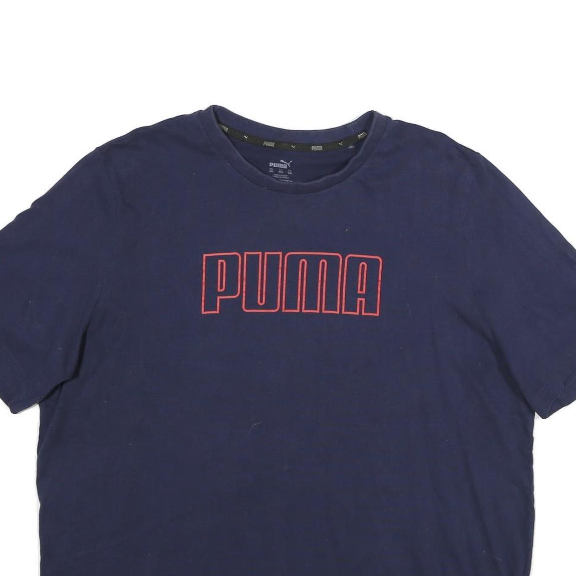PUMA Mens Navy Blue Cotton Logo Print T-Shirt 2XL Short Sleeve Crew Neck Casual