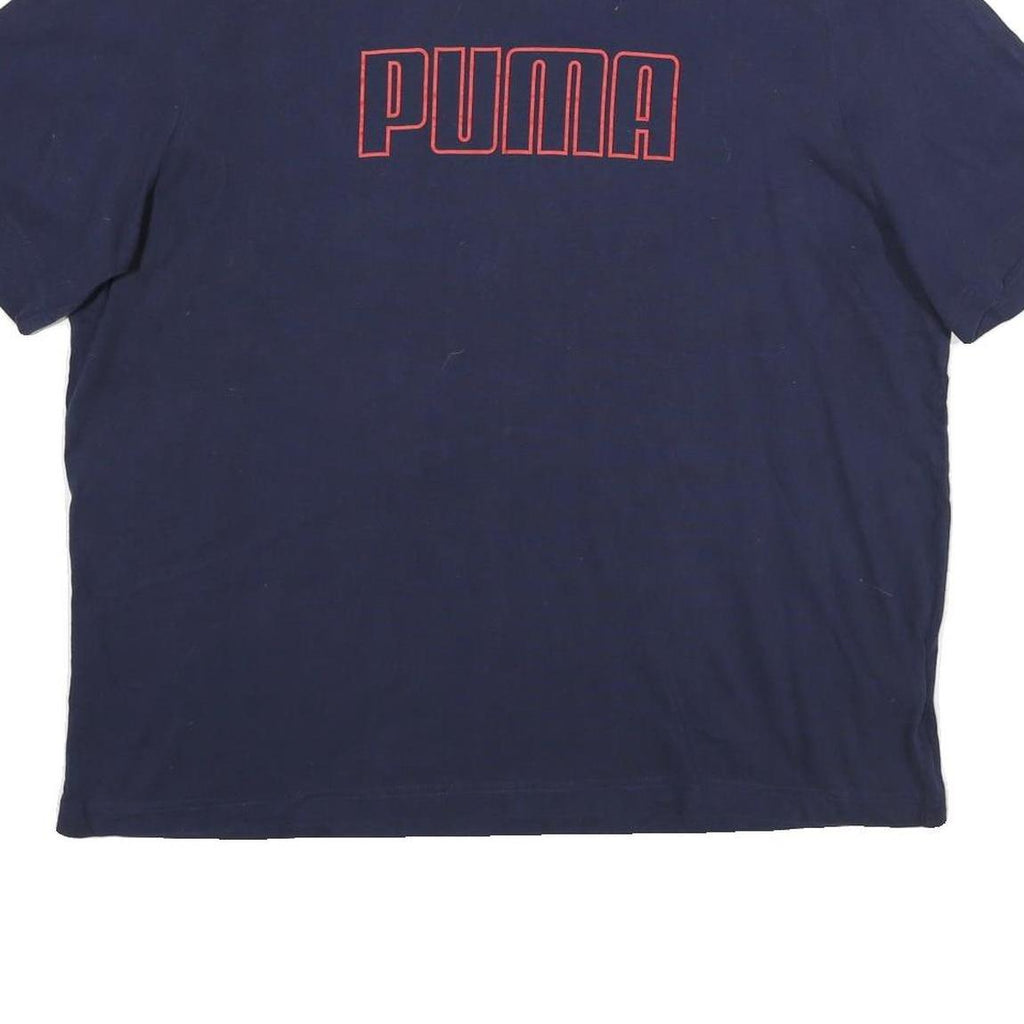 PUMA Mens Navy Blue Cotton Logo Print T-Shirt 2XL Short Sleeve Crew Neck Casual