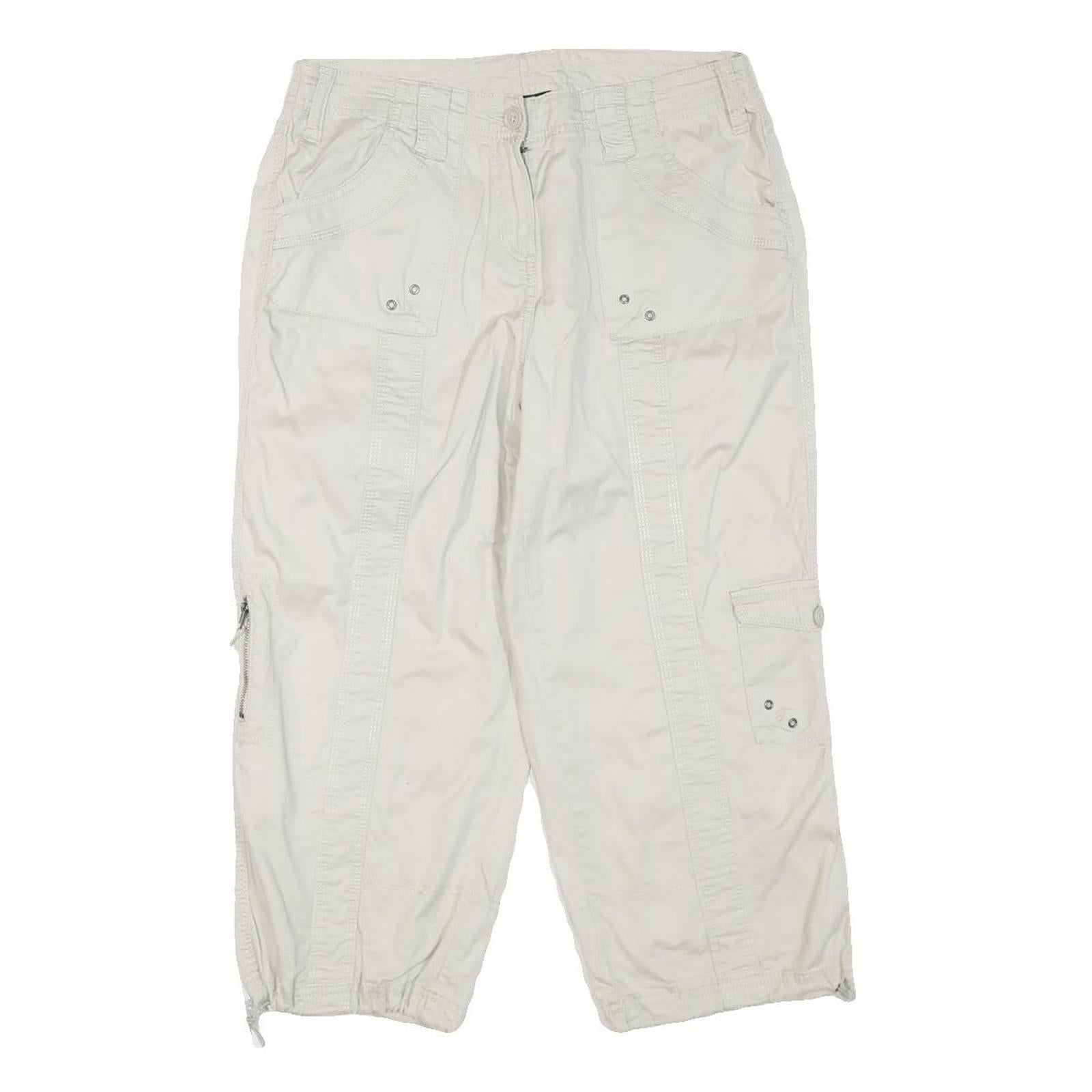 STYLE&CO Womens Cotton Blend White Regular Fit Cargo Trousers W32 L21