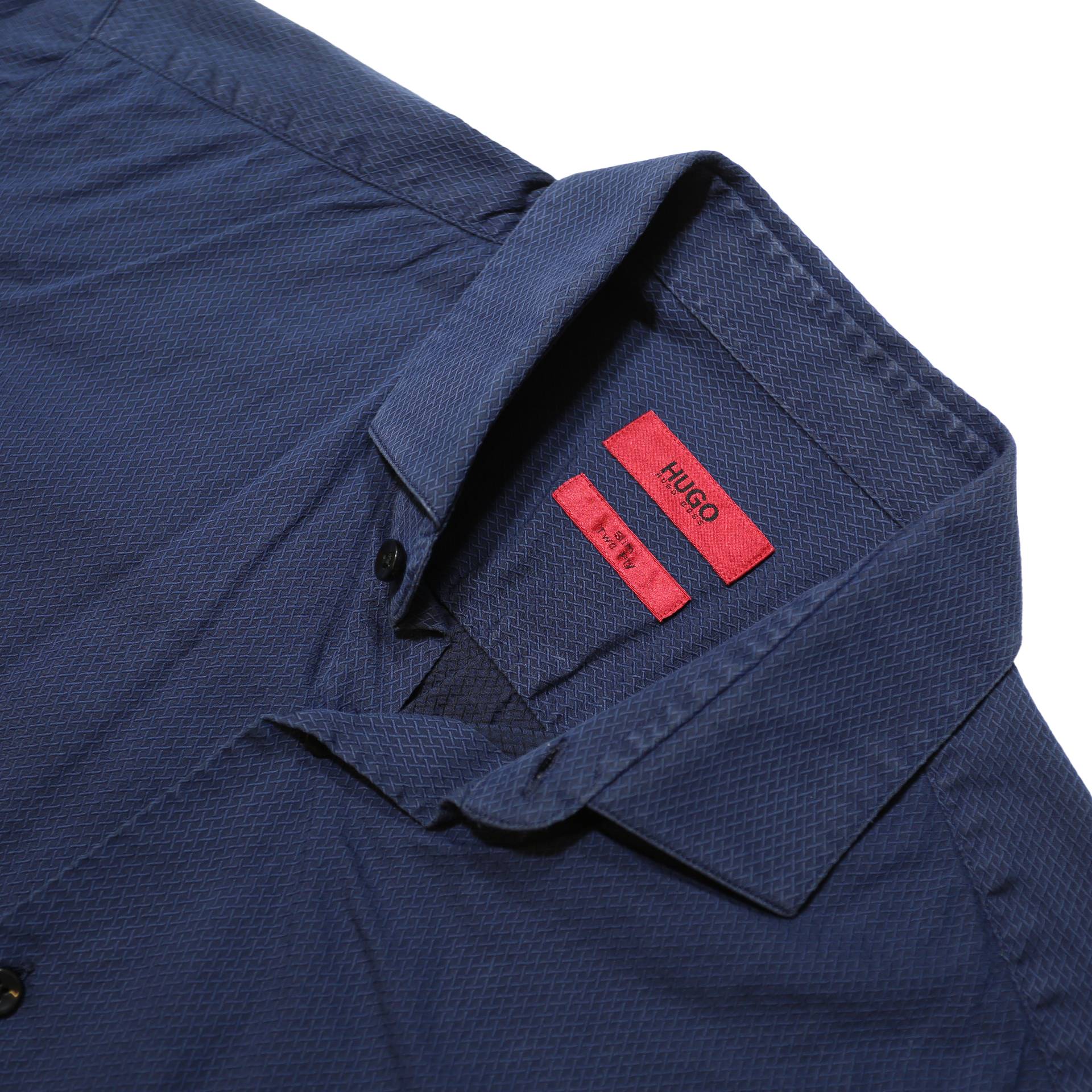 HUGO Mens Blue Shirt Cotton S Long Sleeve Button Closure Classic Fit