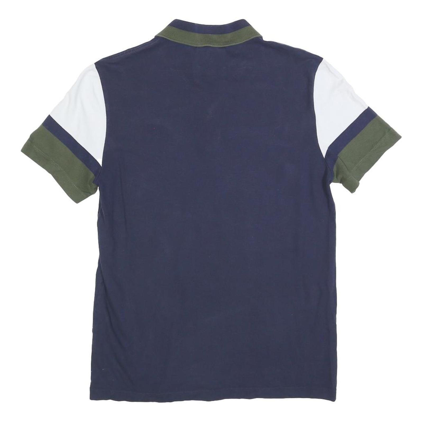 LACOSTE Mens Navy Blue & White Colourblock Short Sleeve Cotton Blend Polo Shirt