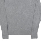 TOMMY HILFIGER Girls Grey Plain Cotton Jumper V-Neck Cable Knit L Lightweight