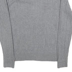 TOMMY HILFIGER Girls Grey Plain Cotton Jumper V-Neck Cable Knit L Lightweight