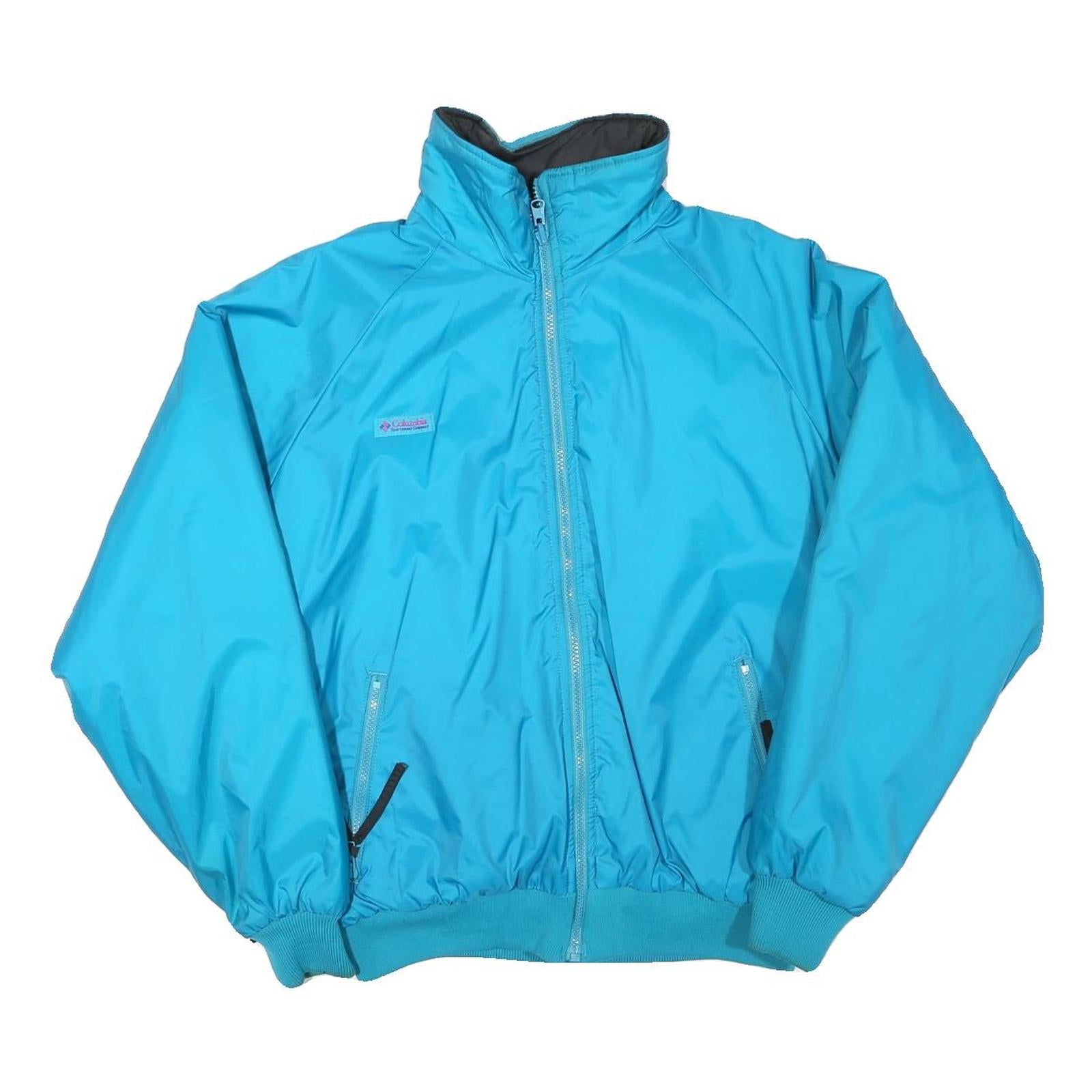 COLUMBIA Mens Blue Jacket L Polyester Blend Plain Zip Outdoor Lightweight