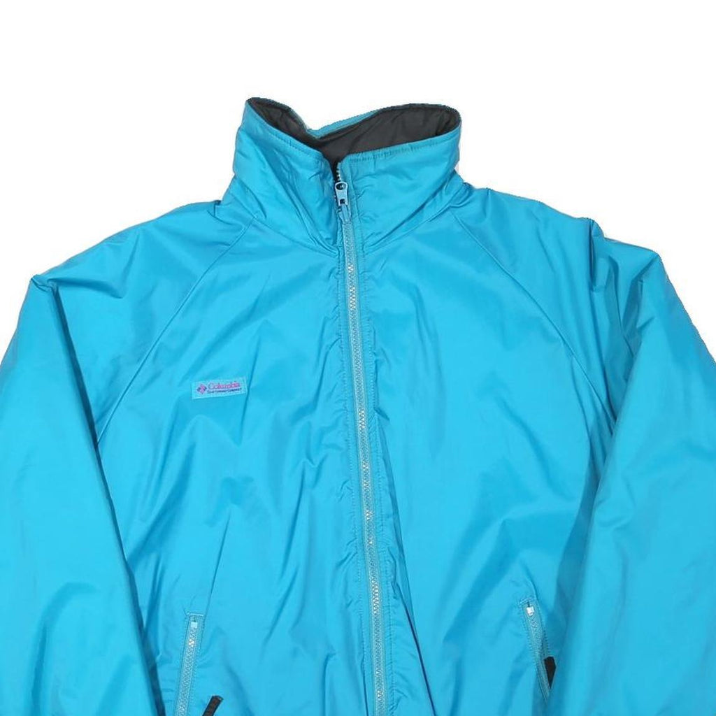COLUMBIA Mens Blue Jacket L Polyester Blend Plain Zip Outdoor Lightweight