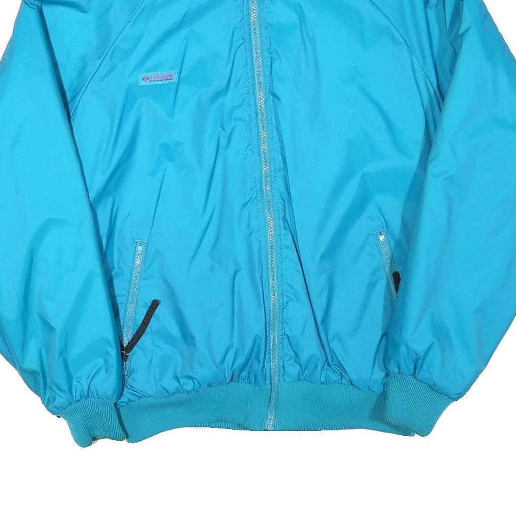 COLUMBIA Mens Blue Jacket L Polyester Blend Plain Zip Outdoor Lightweight