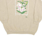 HANES Womens Beige Floral Print Crew Neck XL Cotton Blend Sweatshirt Casual