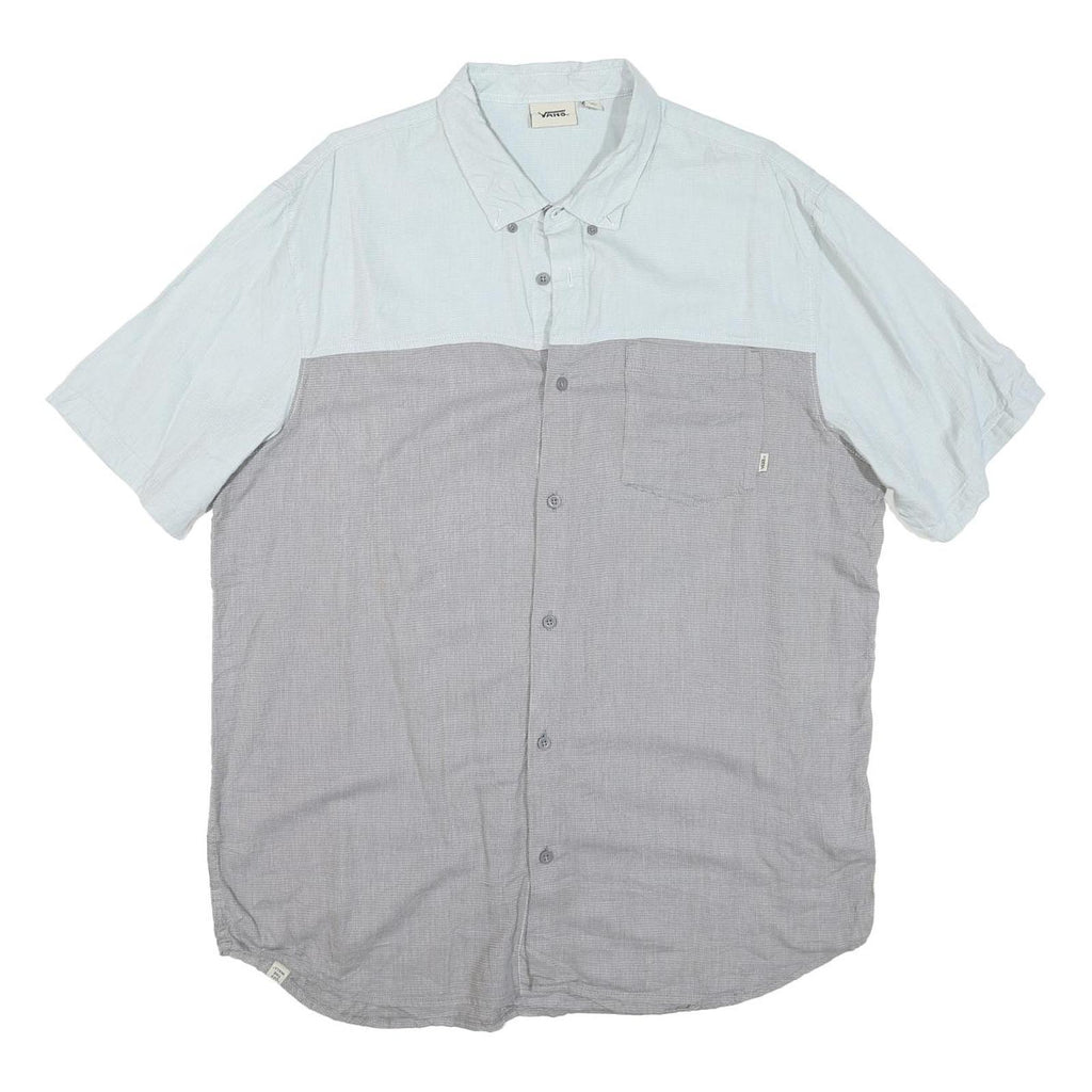 VANS Mens Light Blue & Grey Cotton Blend Shirt XL Casual Button-Up